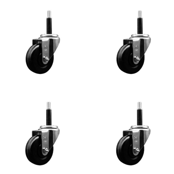 3.5'' Phenolic Wheel Swivel 3/4'' Expanding Stem Caster Set, 4PK